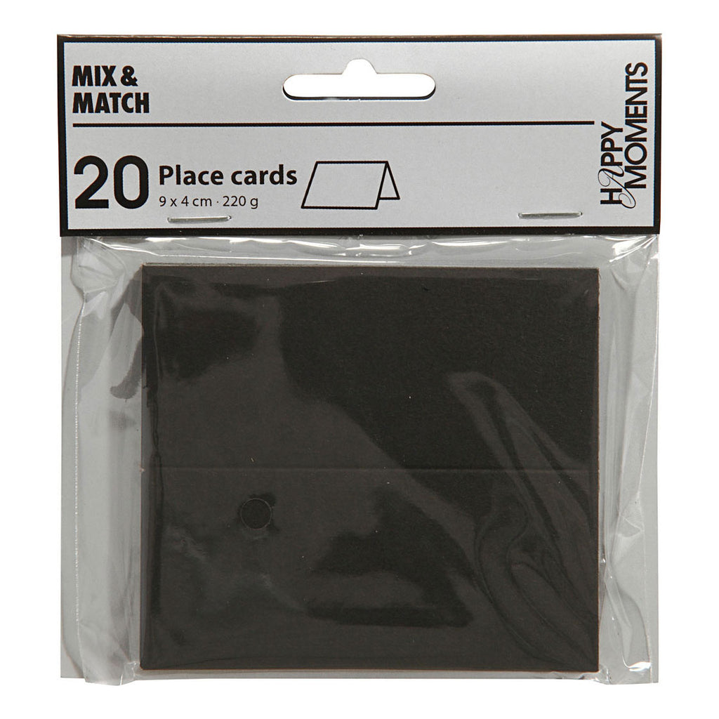 Creativ company naamkaarten, afm 9x4 cm, 220 gr, zwart, 20 stuk 1 doos