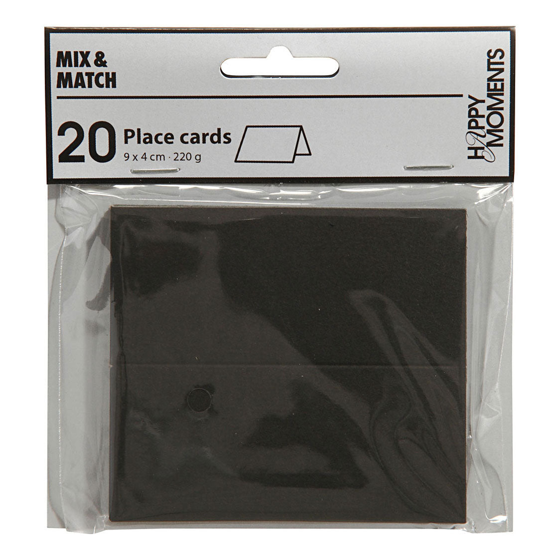 Creativ company naamkaarten, afm 9x4 cm, 220 gr, zwart, 20 stuk 1 doos