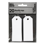 Creativ company manilla-labels, afm 3x8 cm, 220 gr, wit, 20 stuk 1 doos