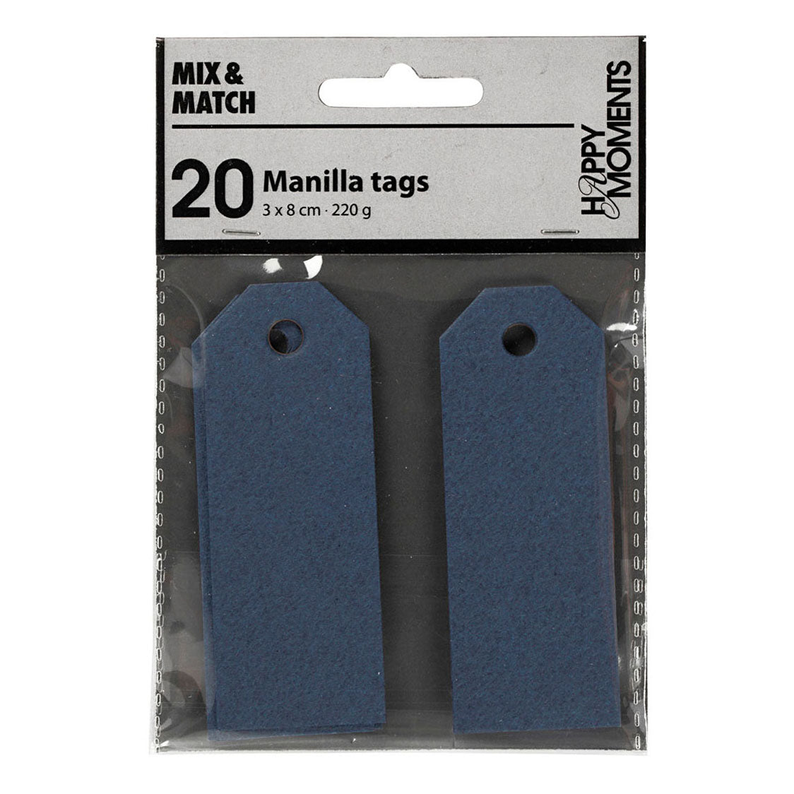 Creativ company manilla-labels, afm 3x8 cm, 220 gr, blauw, 20 stuk 1 doos
