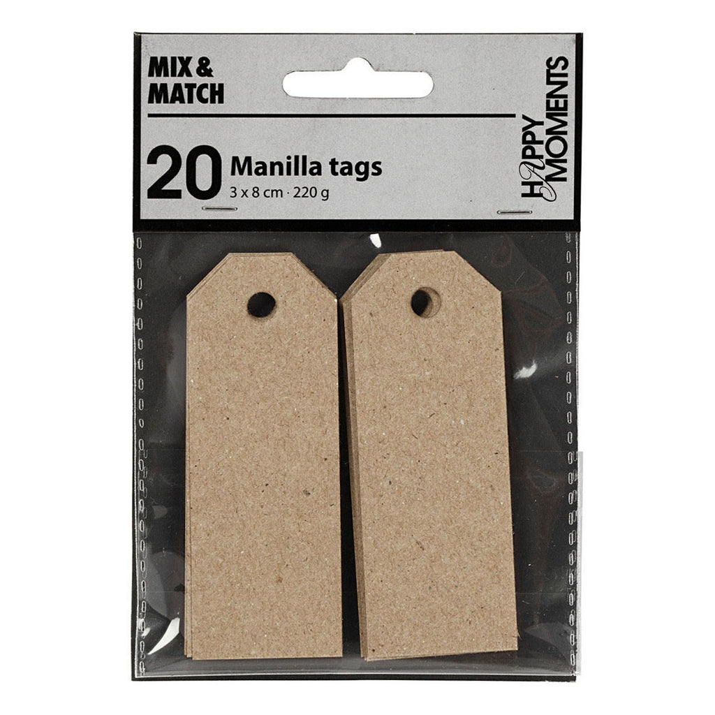 Creativ company manilla-labels, afm 3x8 cm, 220 gr, naturel, 20 stuk 1 doos