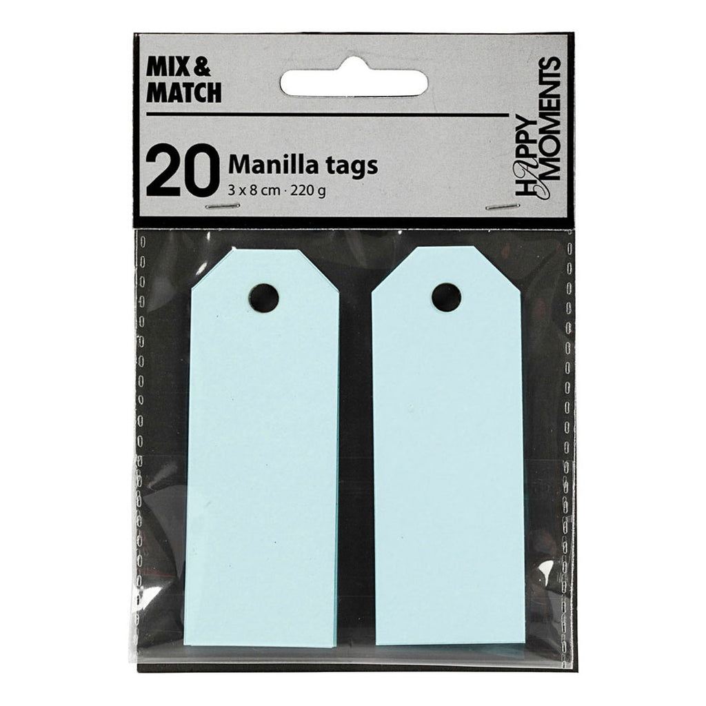 Creativ company manilla-labels, afm 3x8 cm, 220 gr, lichtblauw, 20 stuk 1 doos