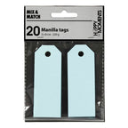 Creativ company manilla-labels, afm 3x8 cm, 220 gr, lichtblauw, 20 stuk 1 doos