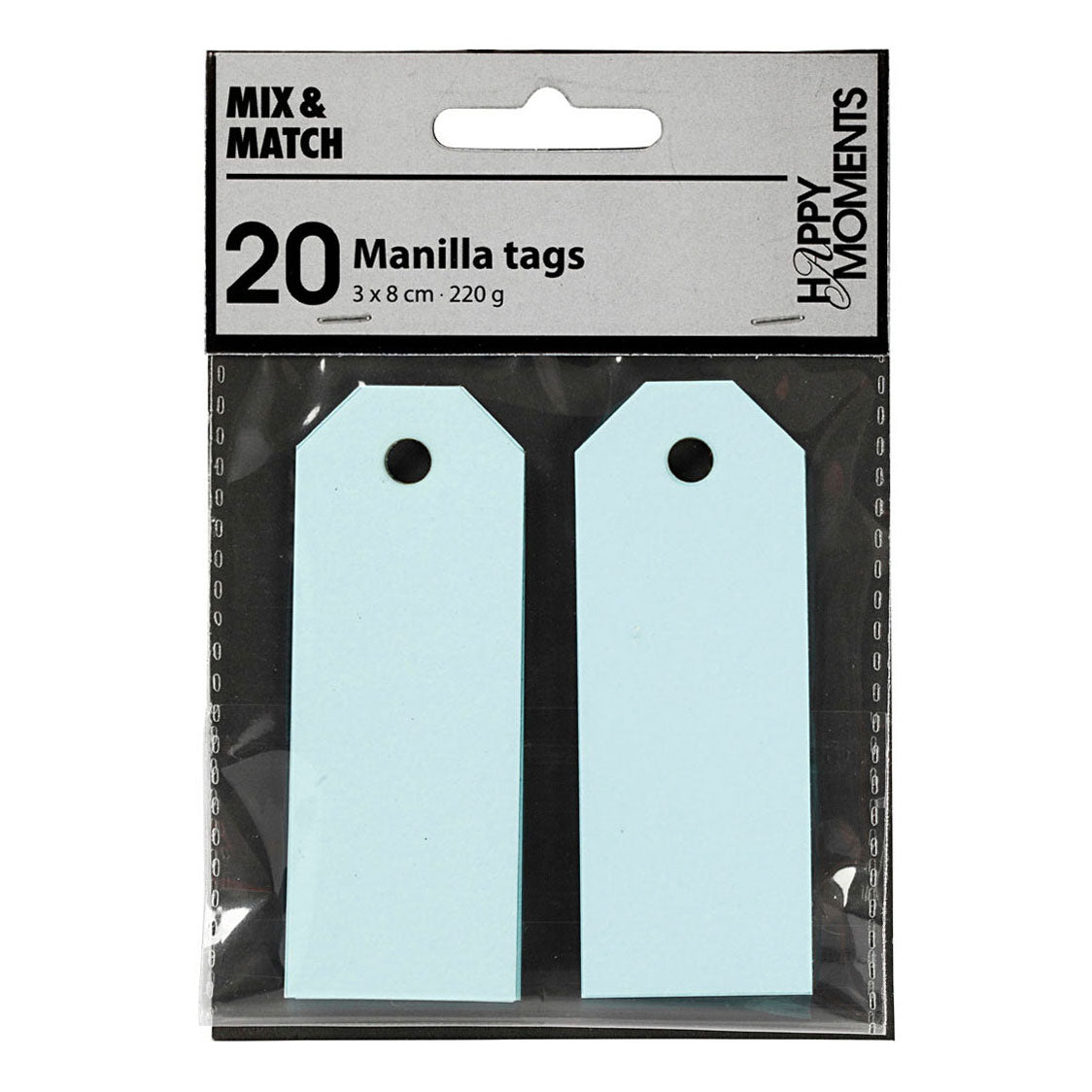 Creativ company manilla-labels, afm 3x8 cm, 220 gr, lichtblauw, 20 stuk 1 doos