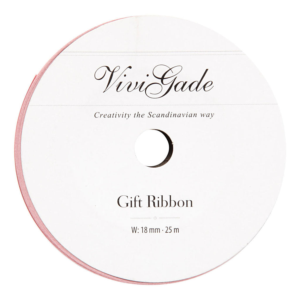 Cadeaulint, b: 18 mm, matt, lichtrood, 25 m 1 rol