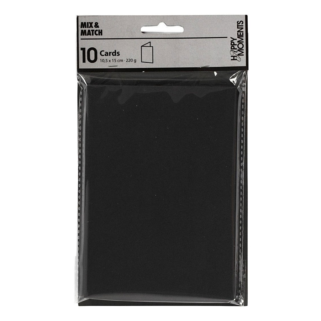 Creativ company kaarten, afmeting kaart 10,5x15 cm, 220 gr, zwart, 10 stuk 1 doos