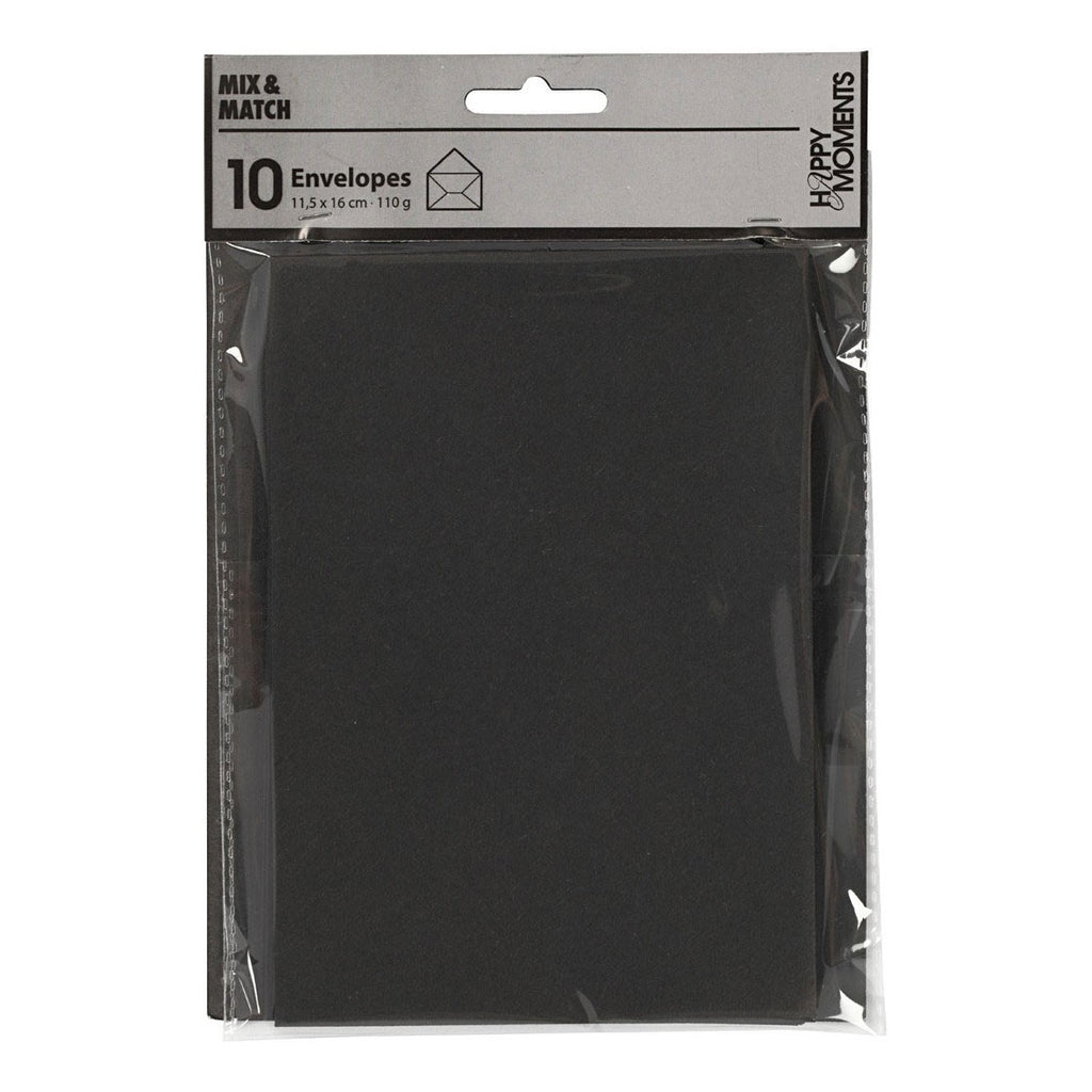 Creativ company enveloppen, afmeting envelop 11,5x16 cm, 110 gr, zwart, 10 stuk 1 doos