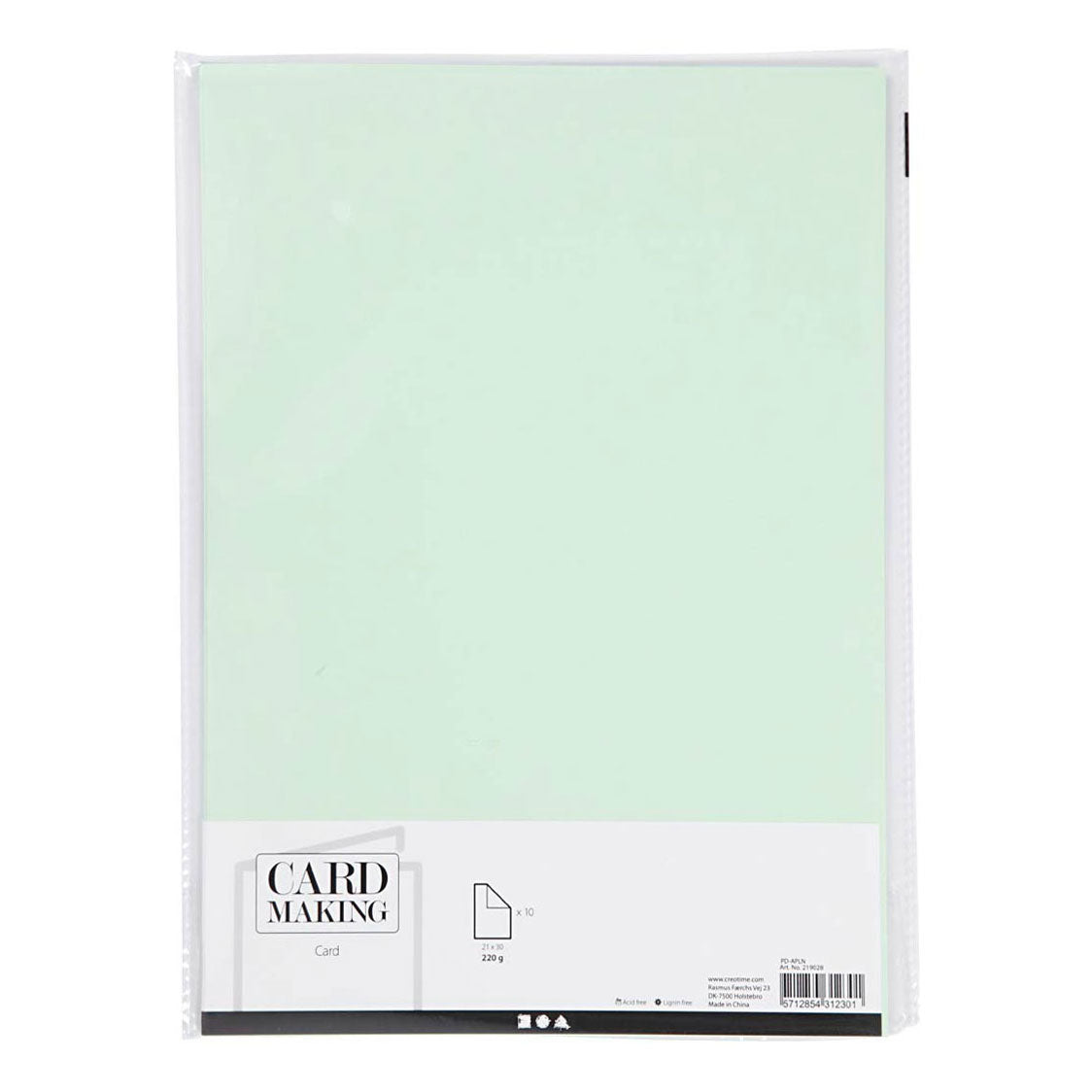 Creativ company karton, a4, vel 210x297 mm, 220 gr, lichtgroen, 10 stuk 1 doos