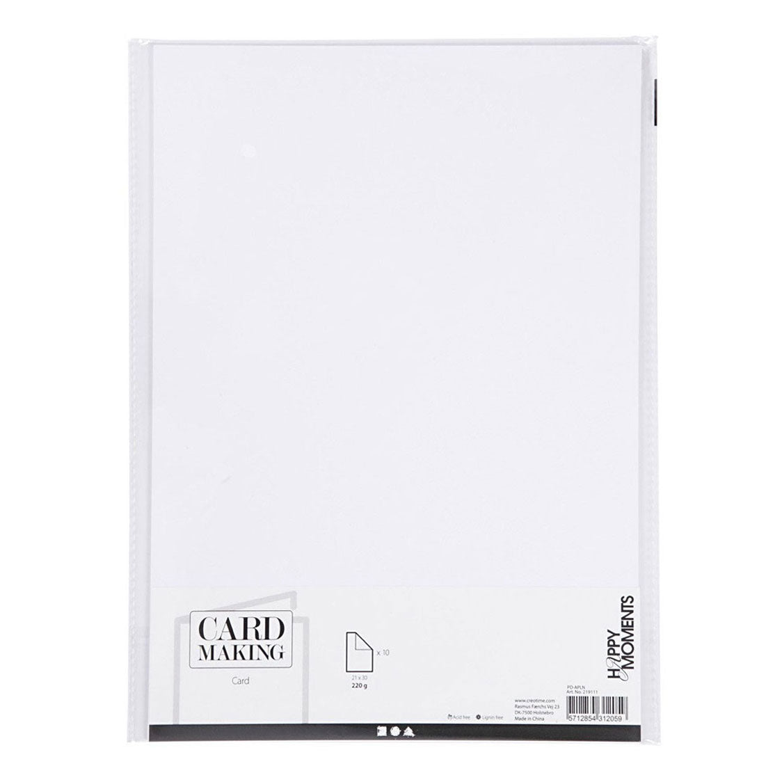 Creativ company karton, a4, vel 210x297 mm, 220 gr, wit, 10 stuk 1 doos