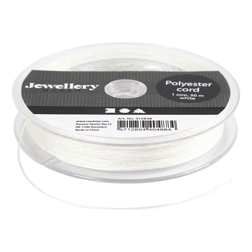 Creativ company polyester koord wit, 50m