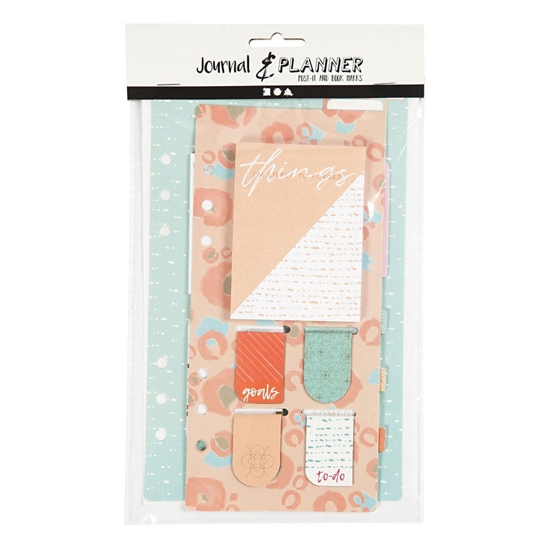 Post-it en boekenlegger set, afm 10,3x22 + 13,8x22 cm, goud, rood, koraal, 2 vel 1 doos