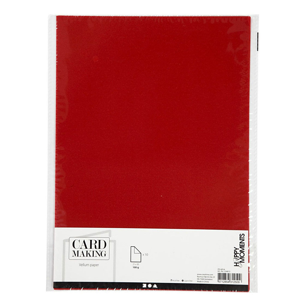 Creativ company vellumpapier, a4, vel 210x297 mm, 100 gr, rood, 10 vel 1 doos