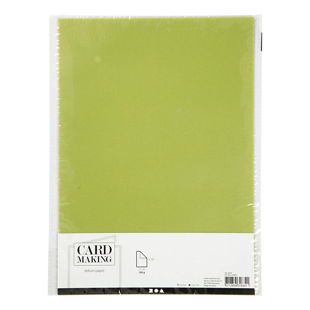 Creativ company vellumpapier, a4, vel 210x297 mm, 100 gr, lichtgroen, 10 vel 1 doos