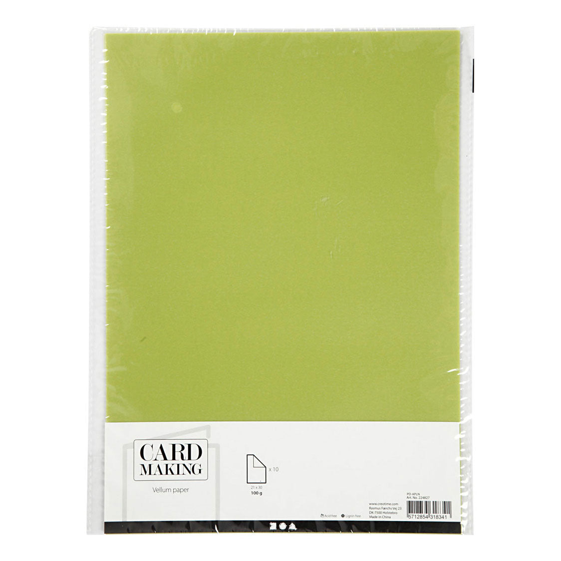 Creativ company vellumpapier, a4, vel 210x297 mm, 100 gr, lichtgroen, 10 vel 1 doos