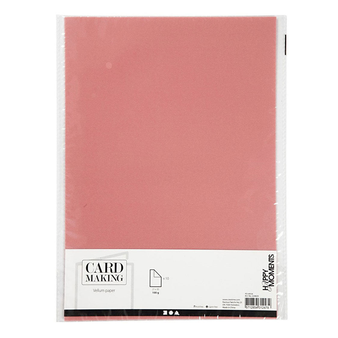 Creativ company vellumpapier, a4, vel 210x297 mm, 100 gr, lichtrood, 10 vel 1 doos