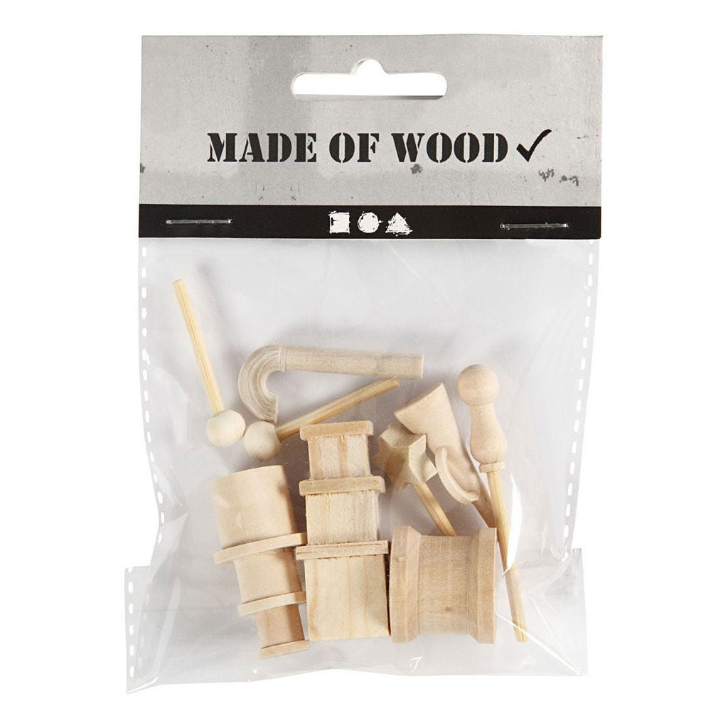 Creativ company kleine houten accessoires voor decoratie set, 13dlg.