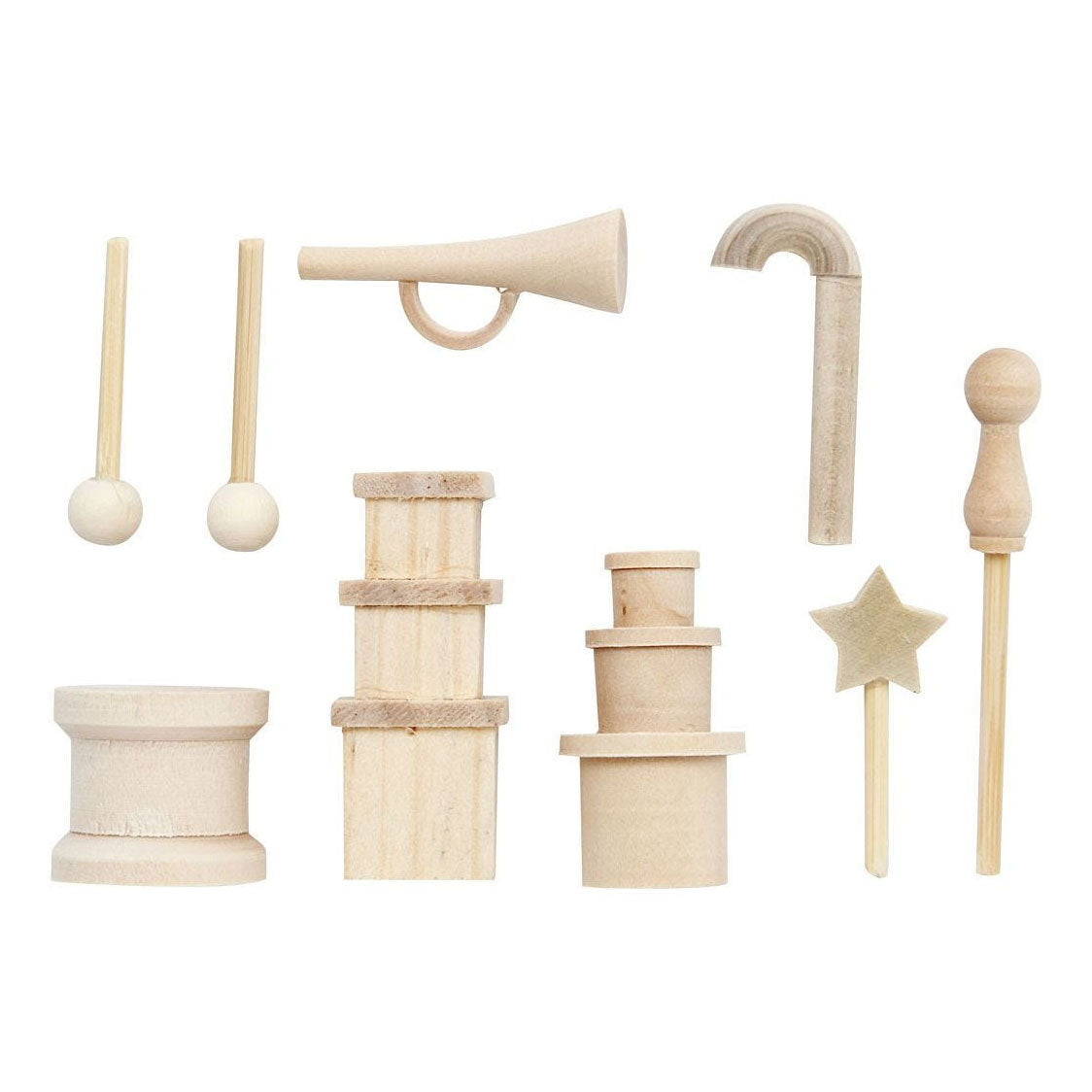 Creativ company kleine houten accessoires voor decoratie set, 13dlg.