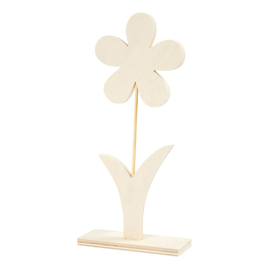 Creativ company houten bloem met voet, 26cm