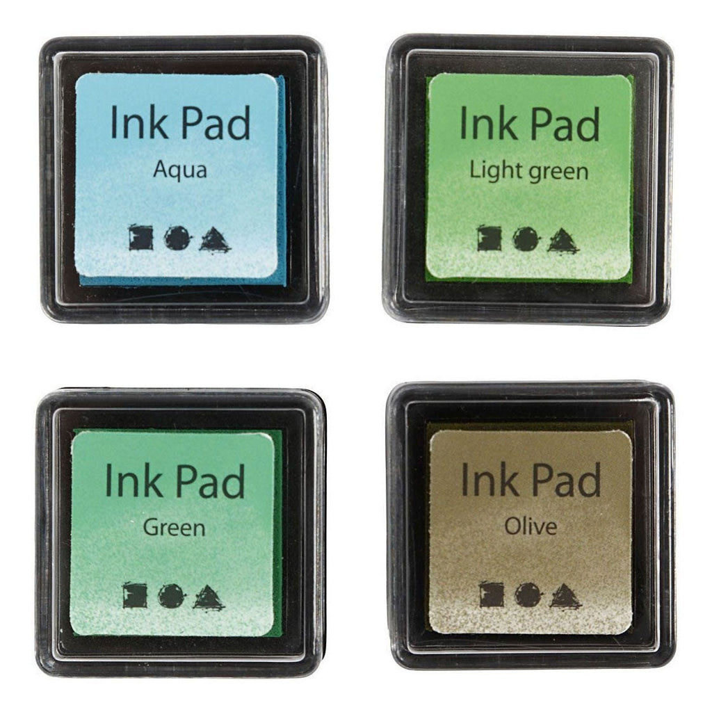 Creativ company stempelinkt groen tinten olijf aqua, 4st.