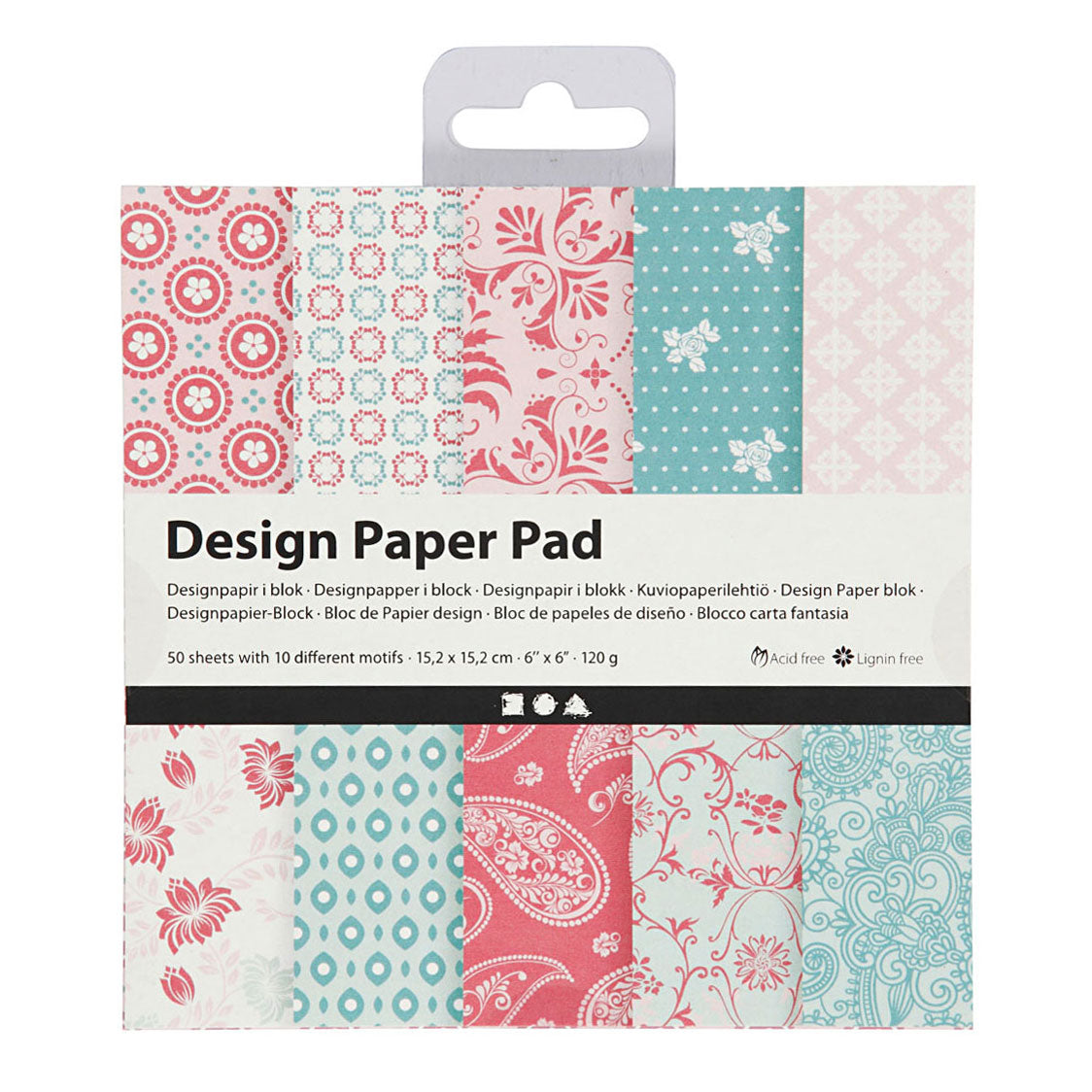 Design papierblok, vel 15,2x15,2 cm, 120 gr, roze, 50 vel 1 doos