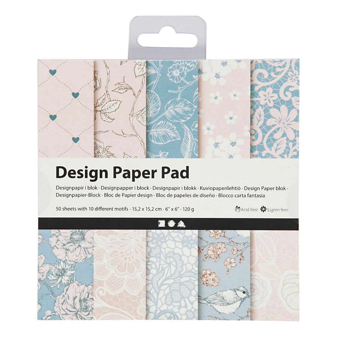 Design papierblok, vel 15,2x15,2 cm, 120 gr, roze, 50 vel 1 doos