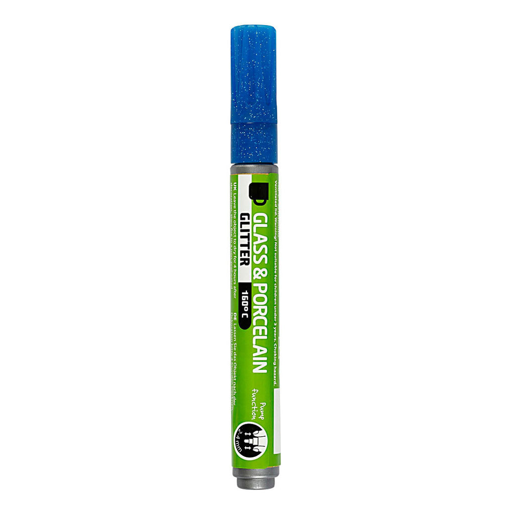 Creativ company glas- en porseleinstift glitter semi-dekkend - blauw