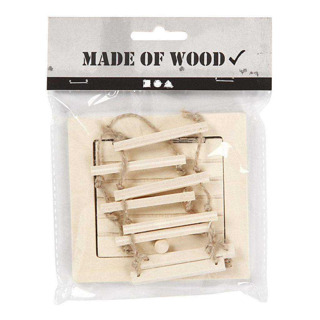 Creativ company mini houten zolderluik en touwladder