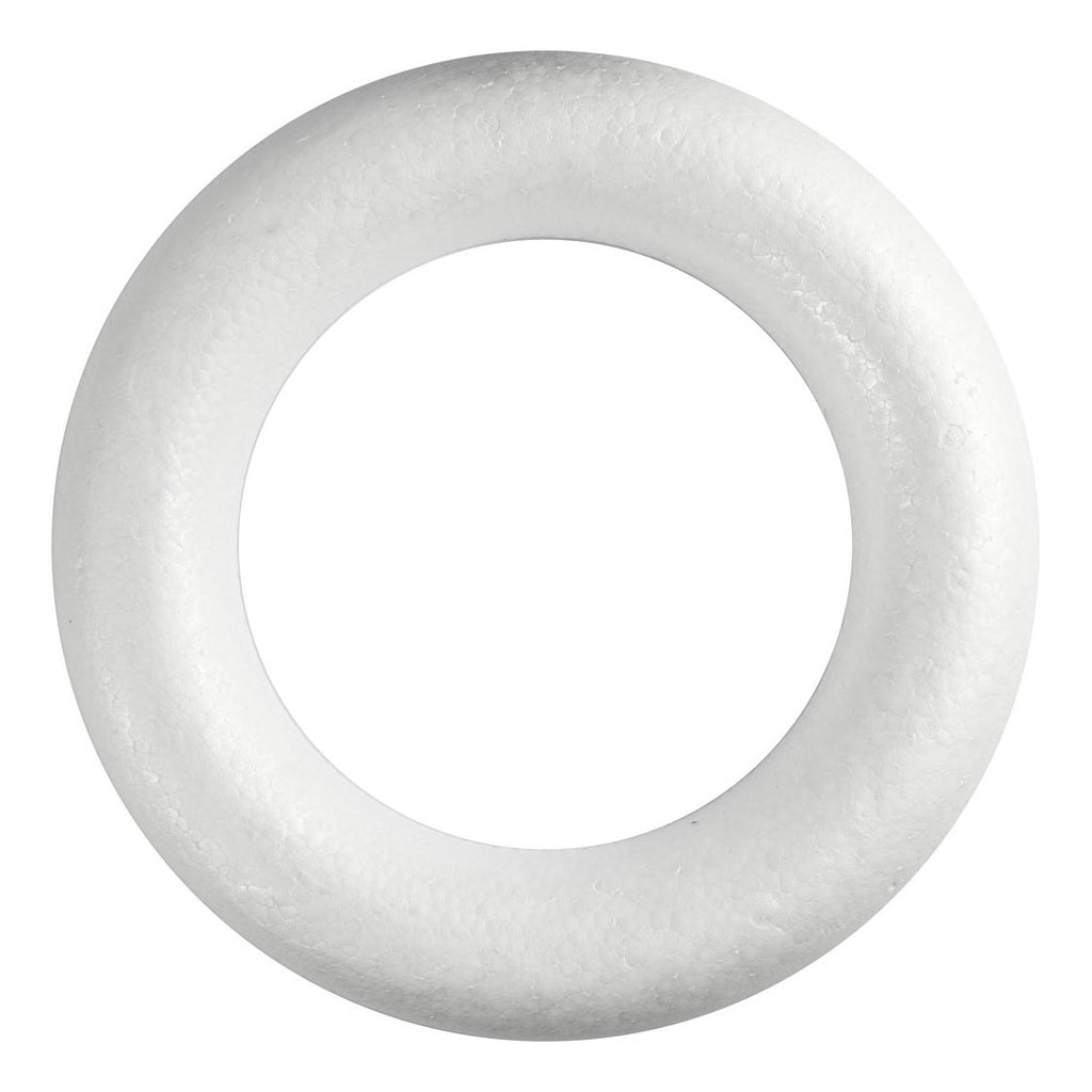 Creativ company styropor ring wit met platte achterkant, 35cm
