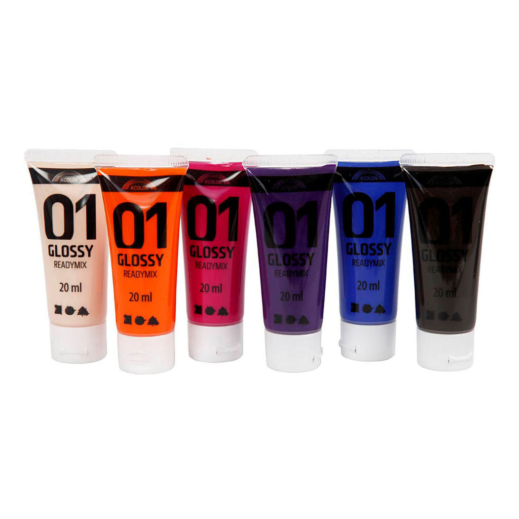 Creativ company acrylverf voor kinderen glossy extra kleuren, 6x20ml