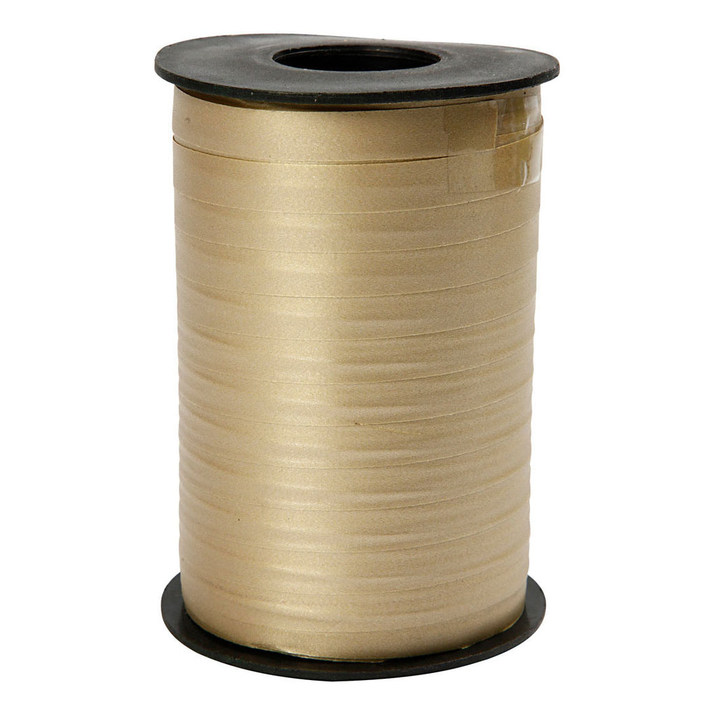 Cadeaulint, b: 10 mm, glossy, goud, 250 m 1 rol