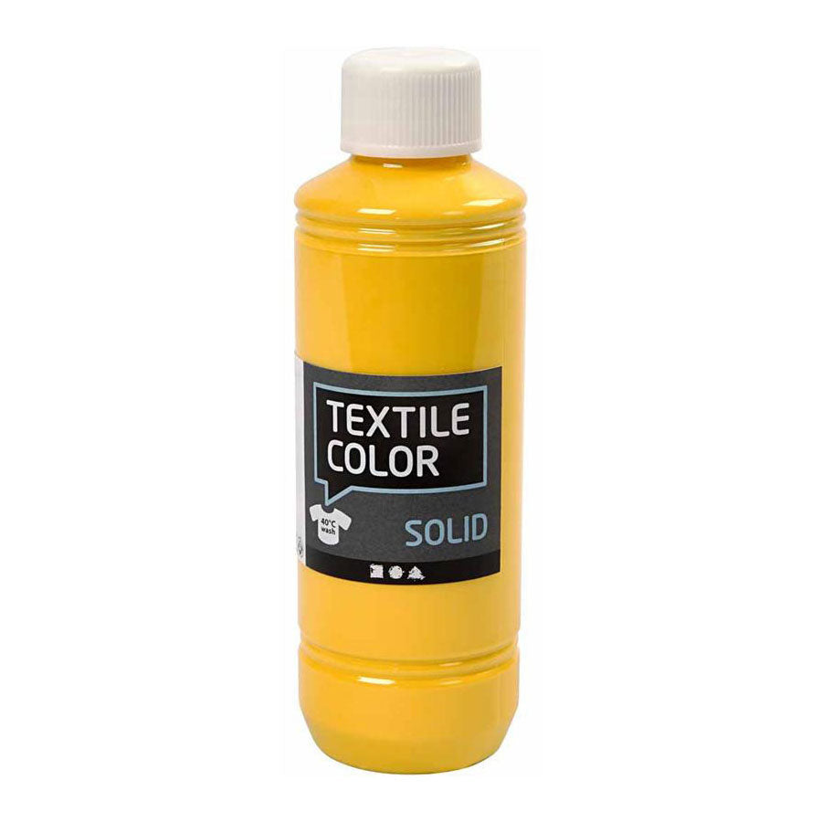 Creativ company textile color dekkende textielverf - geel, 250ml