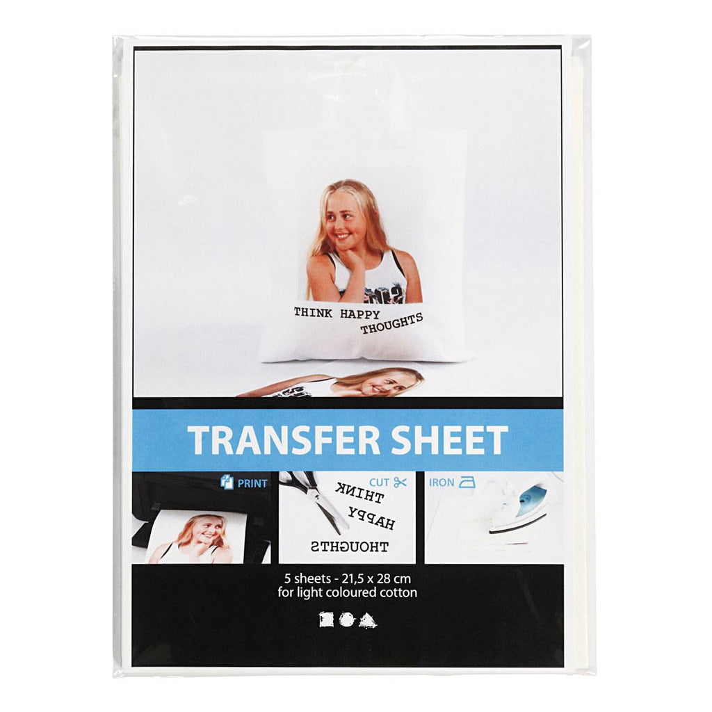 Creativ company transfer vellen, vel 21,5x28 cm, voor licht textiel, transparant, 5 vel 1 doos