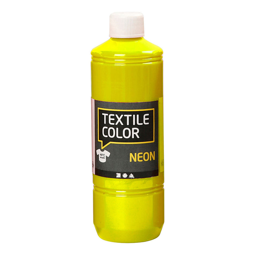 Creativ company textile color semi-dekkende textielverf - neon geel, 500ml