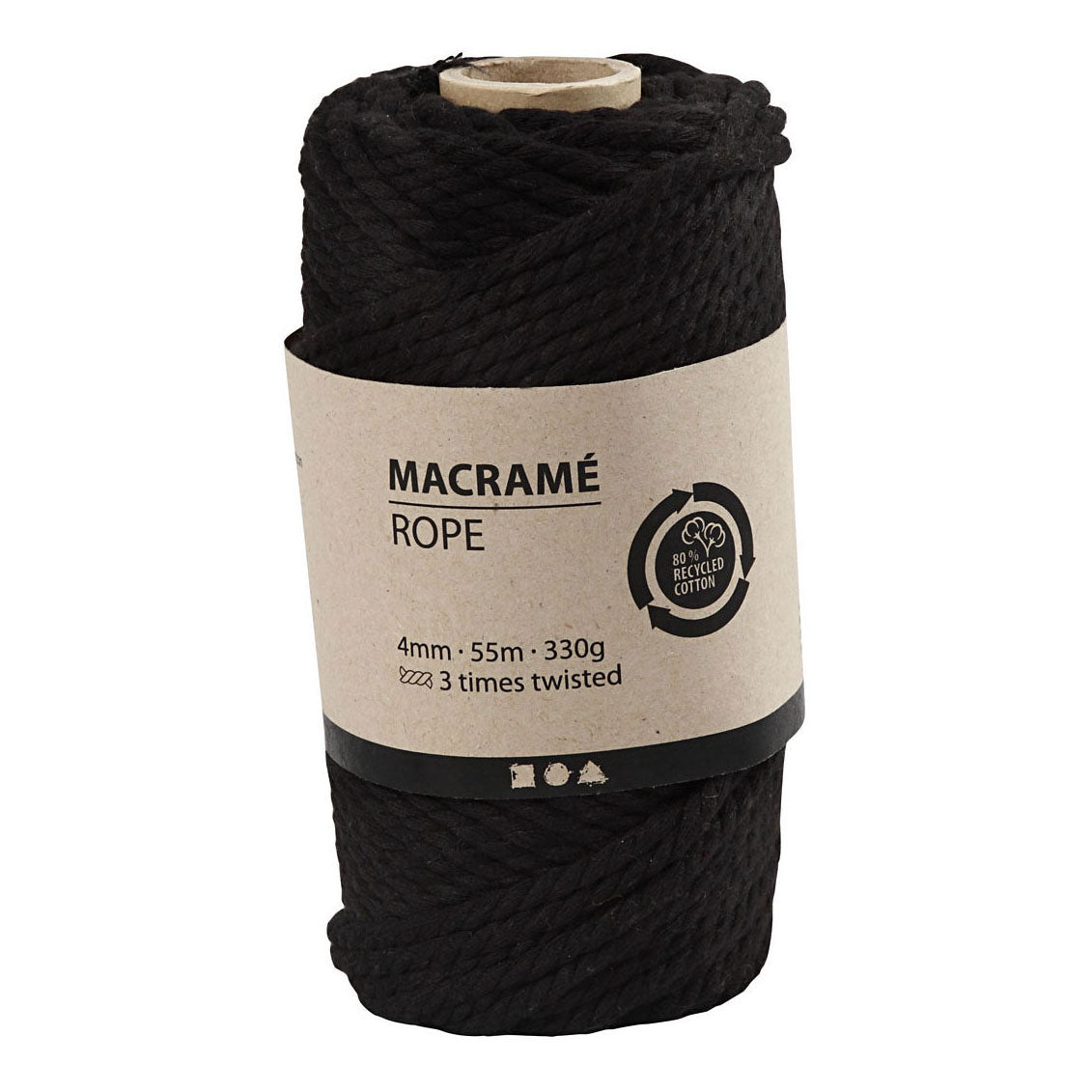 Creativ company macrame koord zwart, 55m