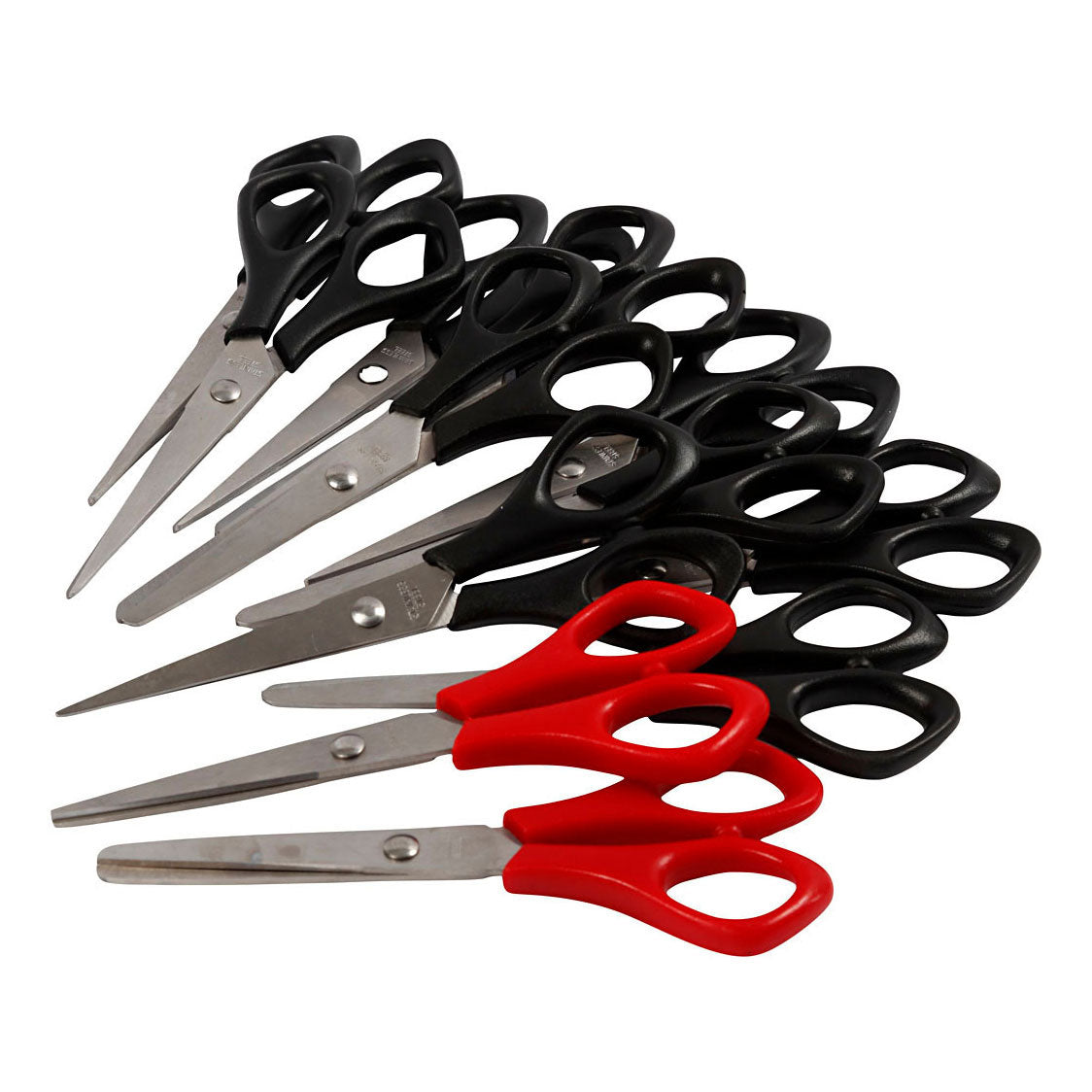 Schoolschaar, l: 14 cm, rechts- linkshandig, zwart, rood, 12 stuk 1 doos