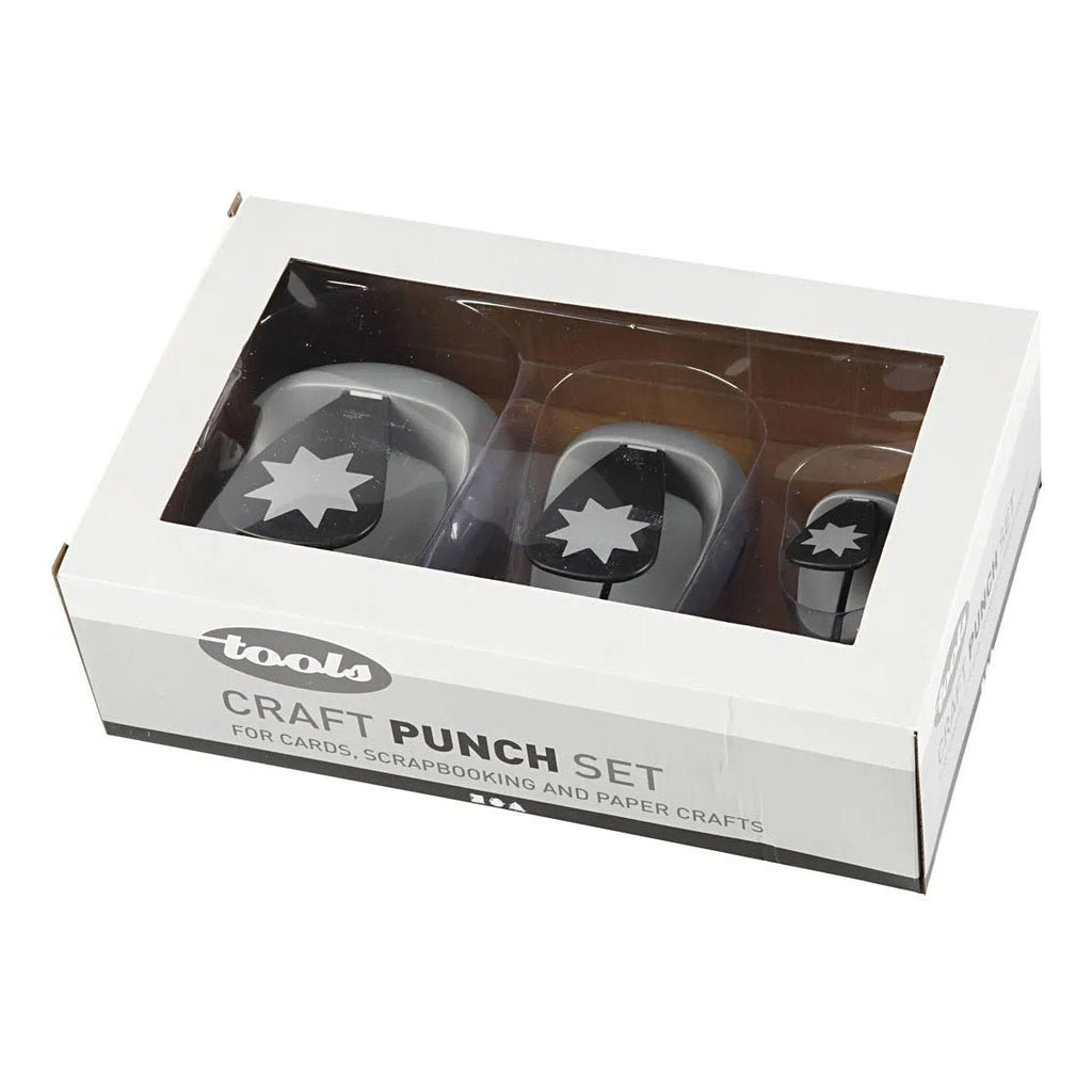 Creativ company ponsen set, grafische ster, afm 25+50+75 mm, 3 stuk 1 doos