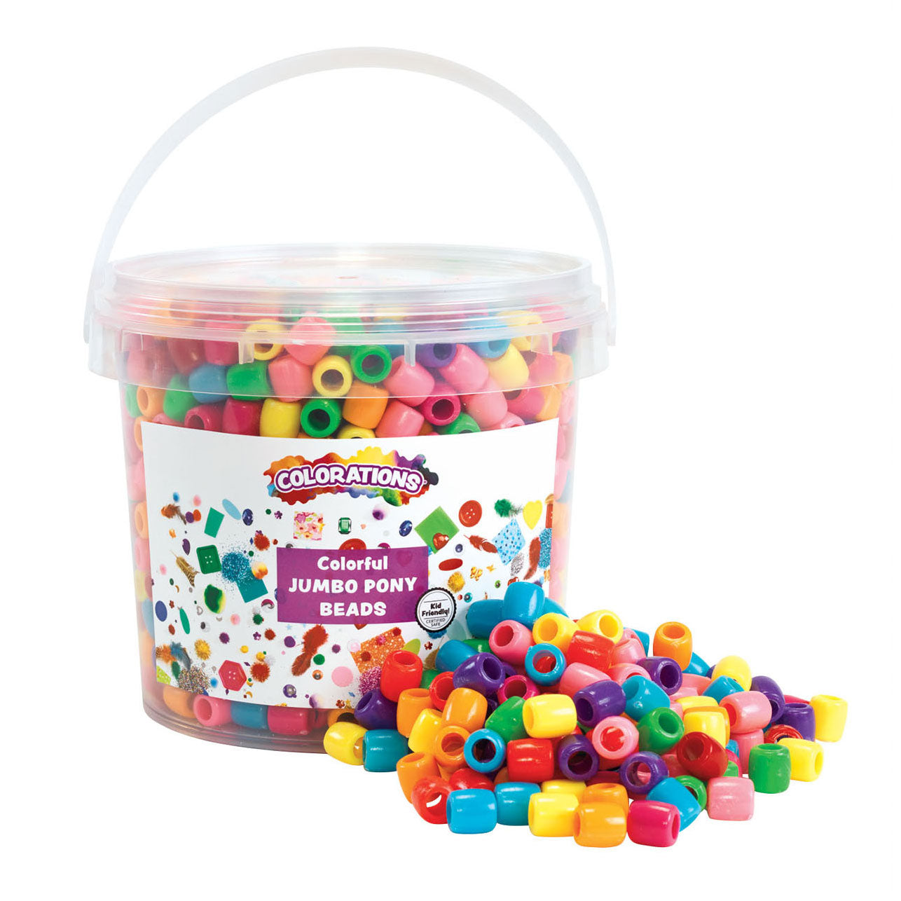 Colorations - gekleurde grote rijgkralen in emmer, 680 gram