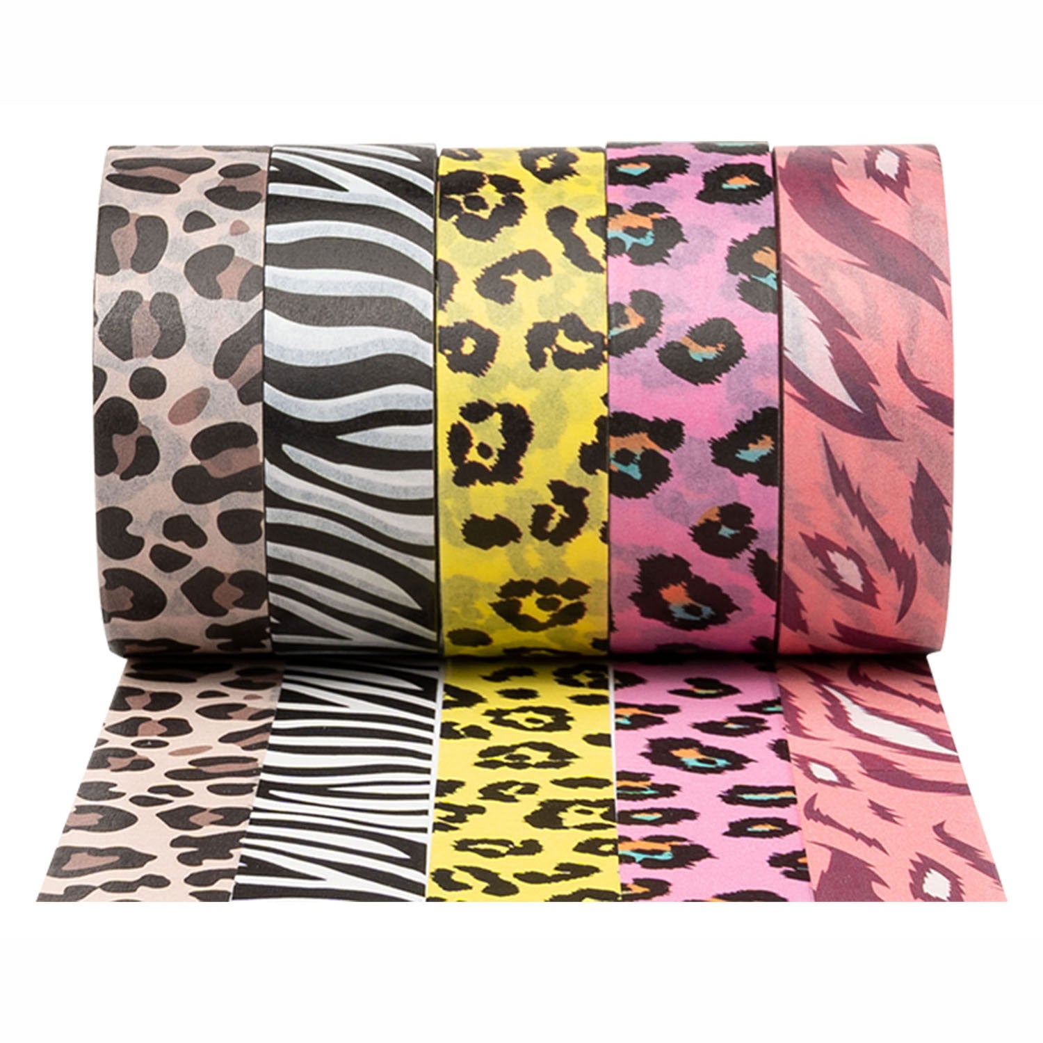 Colorations - washi tape dieren patronen 5 rollen, 5mtr.