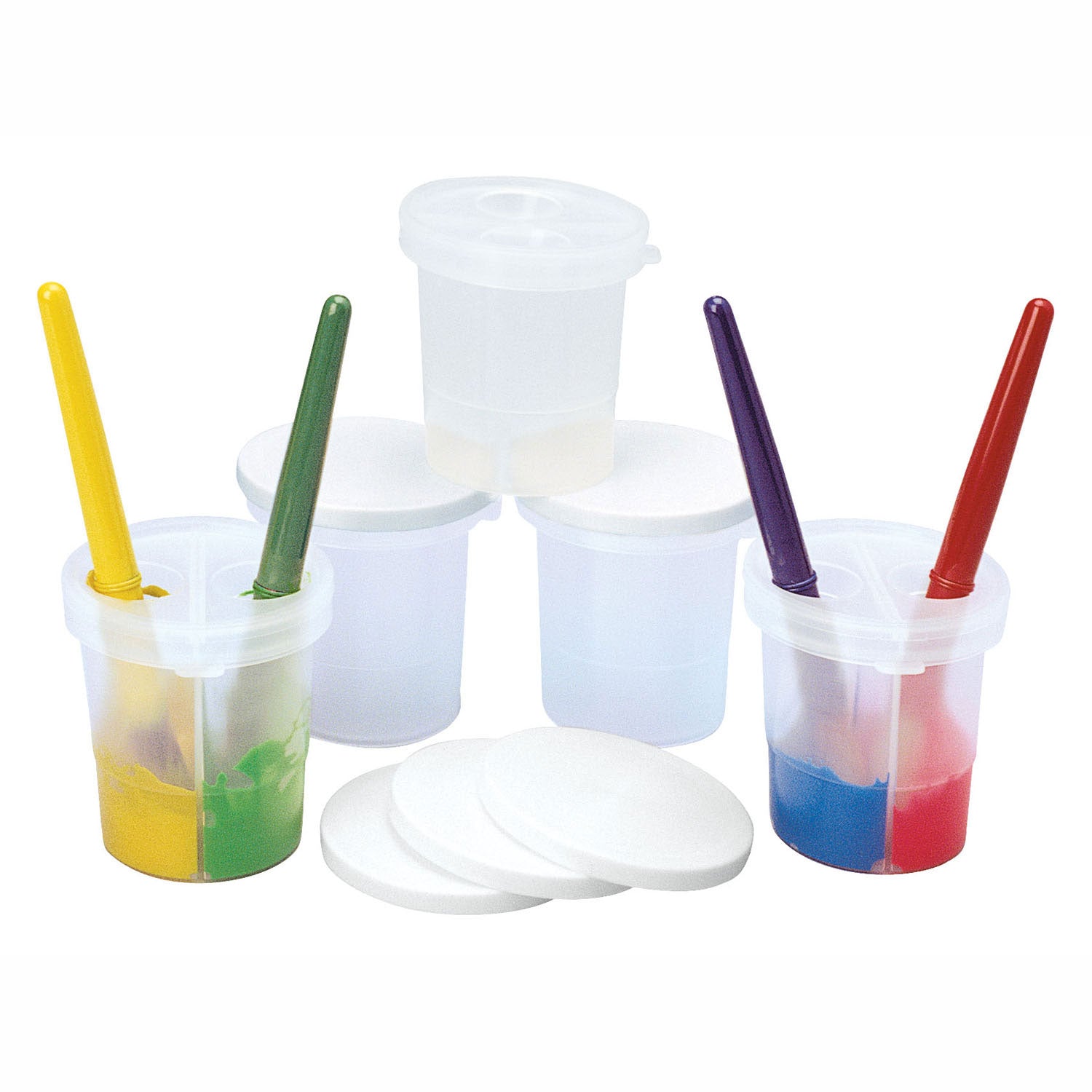 Colorations - verfbeker met deksel en 2 verdeelvakken, set van 5