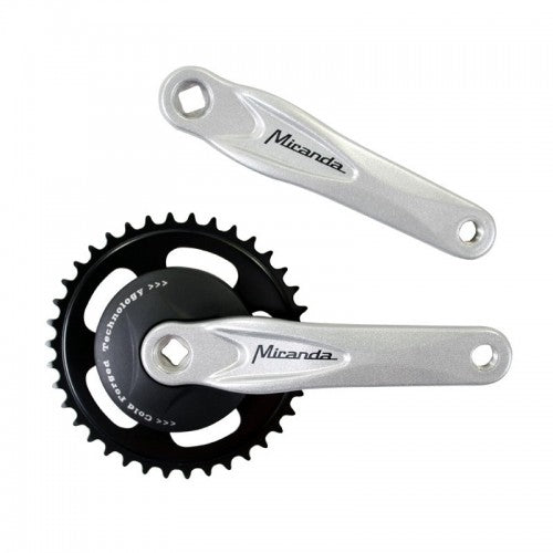 Miranda  alfa 1 crankstel 33t 3 32“+disc 9.2cm zw, crank zilv