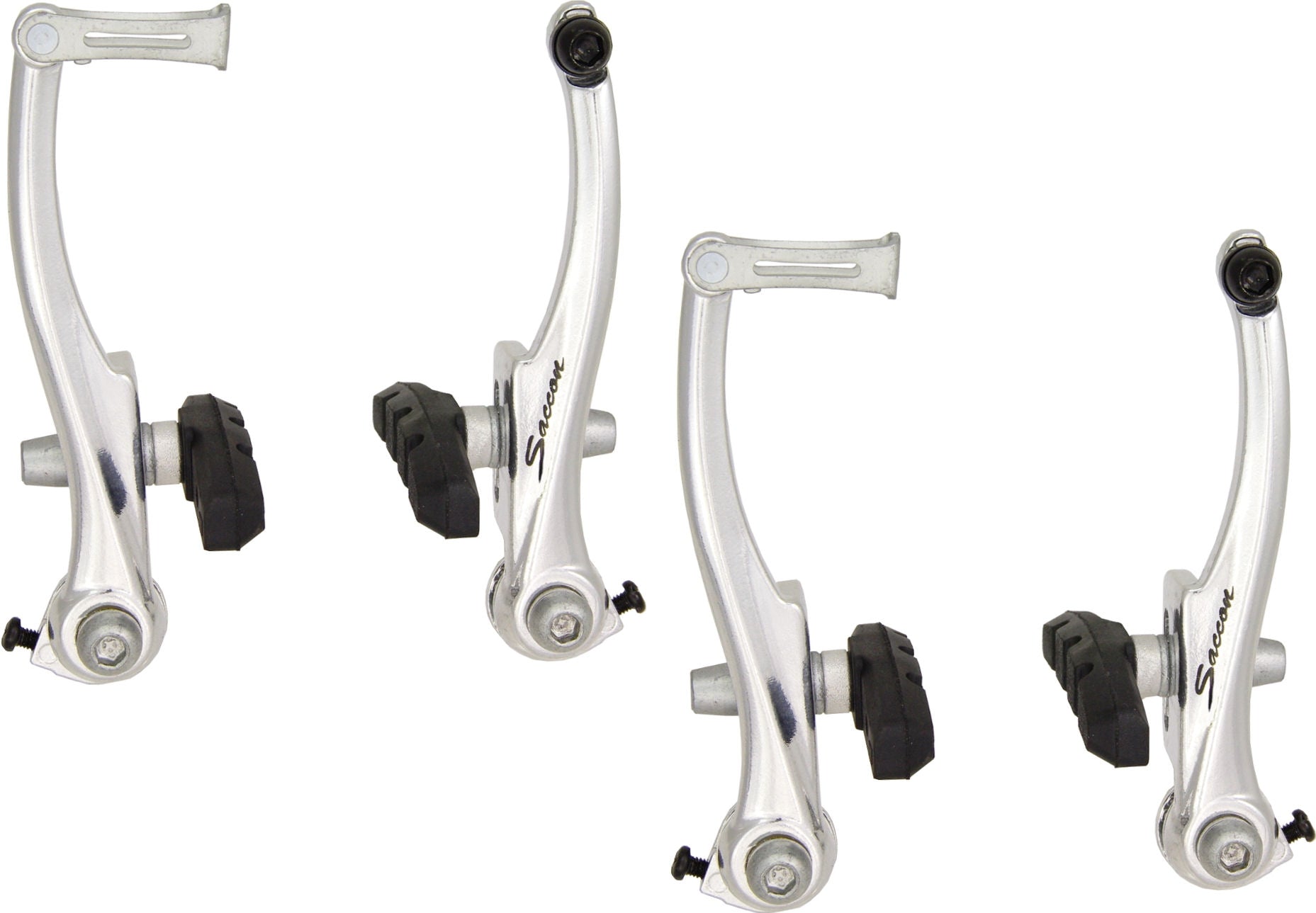 Saccon v-brake set voor en achter aluminium - zilver