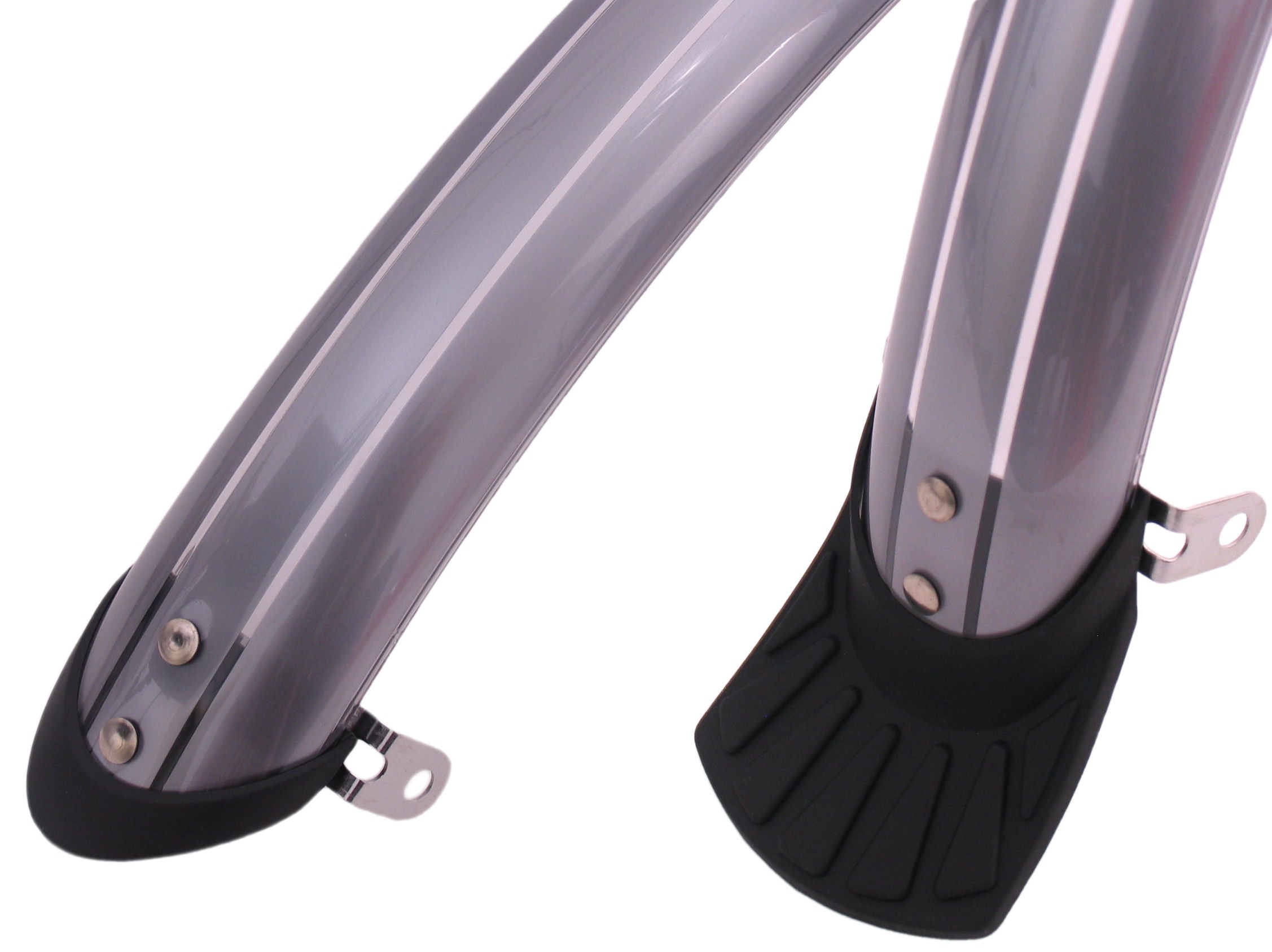 Sunnywheel kunststof spatbordset 28inch 50mm zilver + stangen