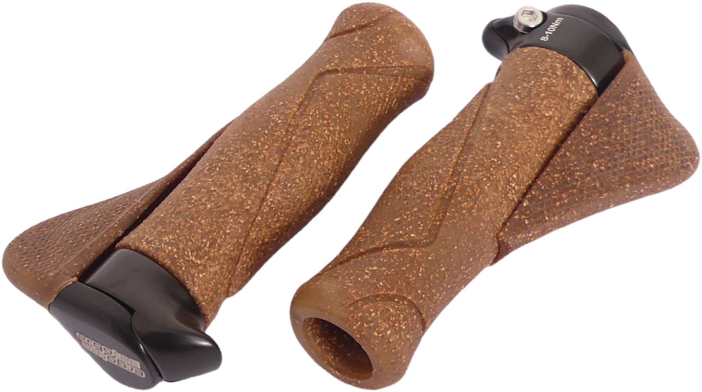 Fietsgreep met ergonomisch handvat 130mm, Dura kurk en aluminium, zwart bruin, 34mm dikte, 235g