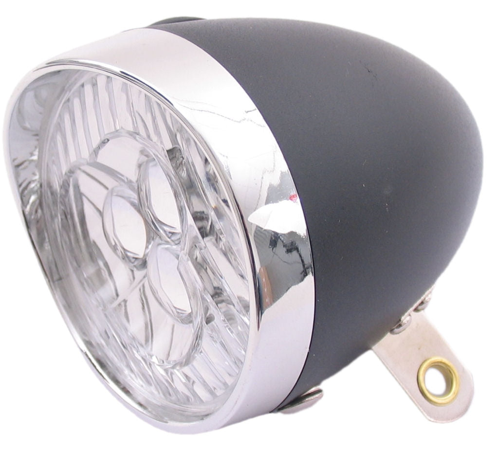 Edge koplamp retro 3 led - aan uit - incl. batterijen - zwart chroom