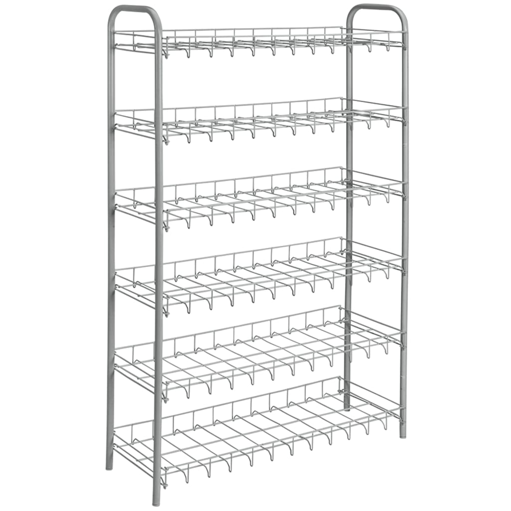 Metaltex schoenenrek 6 etages 64x23x104 cm zilver