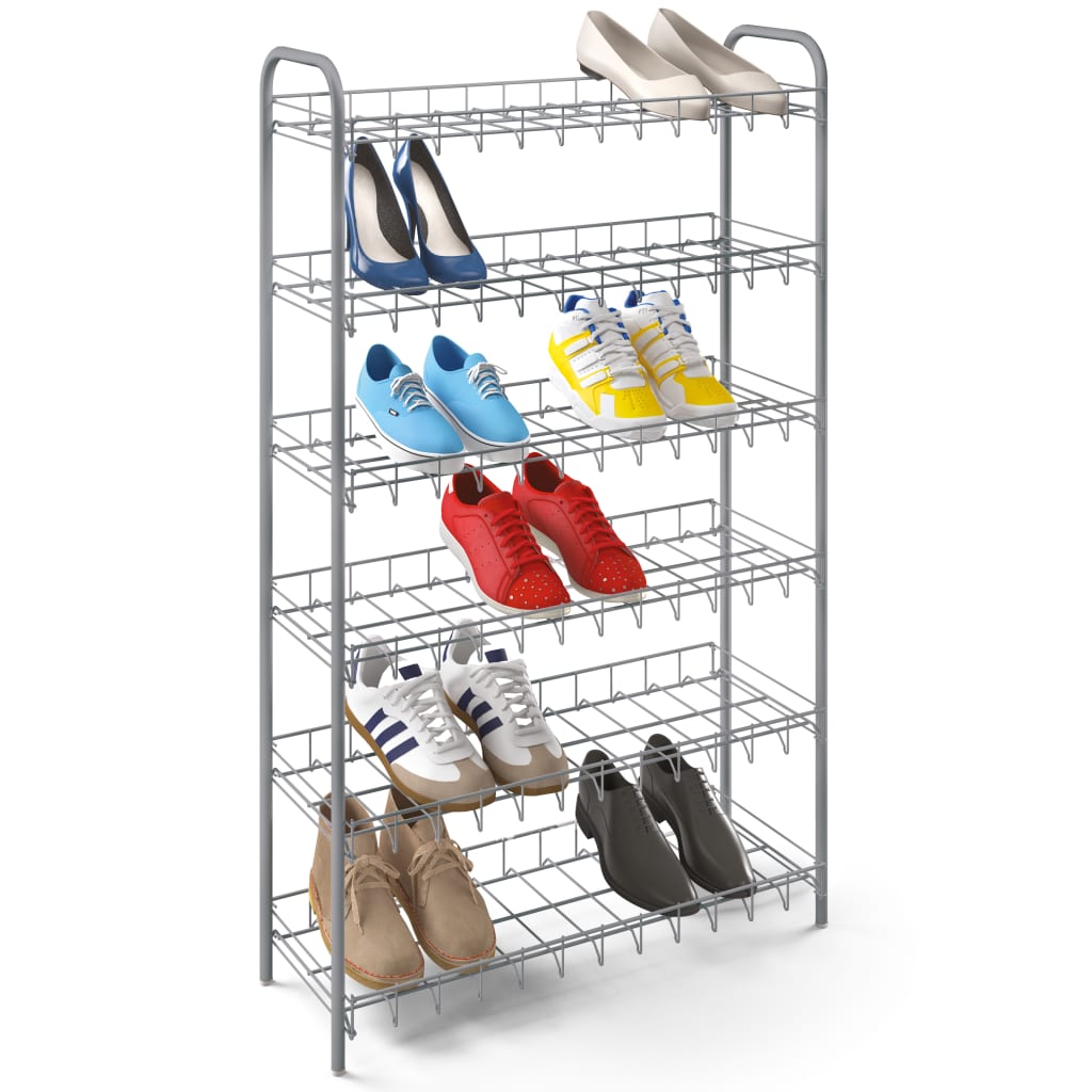 Metaltex schoenenrek 6 etages 64x23x104 cm zilver