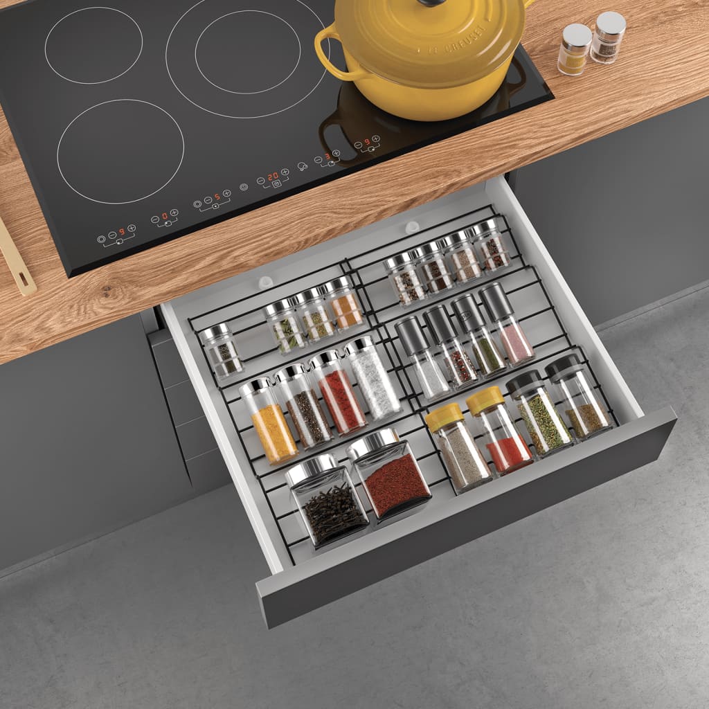 Metaltex verschuifbaar kruidenrek 26-51 cm zwart metaal