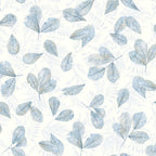 Noordwand behang evergreen leaves wit en blauw