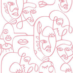 Noordwand behang friends coffee line art faces wit en roze