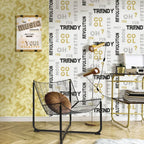 Noordwand behang friends coffee words and letters grijs en zwart